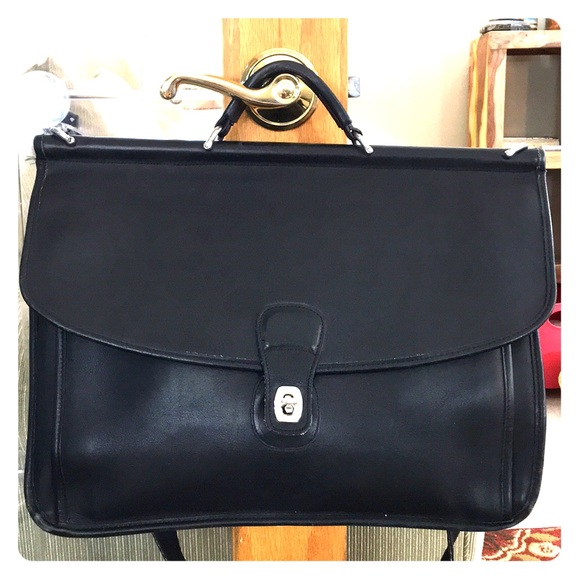 💕 Coach vintage black leather laptop work bag 💕 - Picture 1 of 8